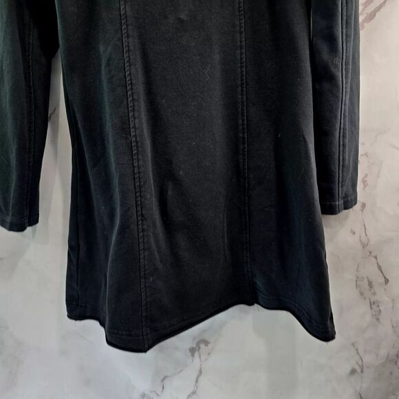 Coin 1804 Jacket Womens Small Black Long Knit Zip Sweatshirt Jersey Knit Stretch - Picture 9 of 14